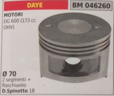 PISTONE COMPLETO DI SEGMENTI E SPINOTTO MOTORE DAYE DG600 173cc OHV D.70