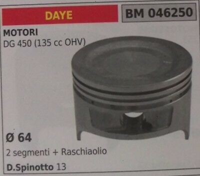 PISTONE COMPLETO DI SEGMENTI E SPINOTTO MOTORE DAYE DG450 135cc OHV D. 64