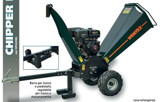 BIOTRITURATORE cippatore BENZINA WORTEX CHIPPER D420 L MOTORE LONCIN G 420 120mm