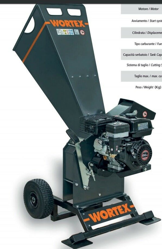 BIOTRITURATORE cippatore A BENZINA WORTEX CHIPPER T200 MOTORE LONCIN G 200 6,5HP