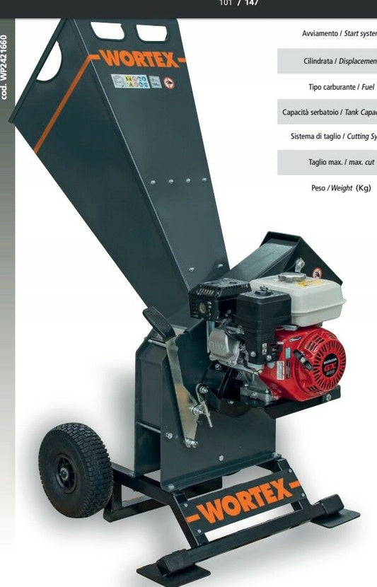 BIOTRITURATORE cippatore A BENZINA WORTEX CHIPPER T200 MOTORE HONDA GX 200