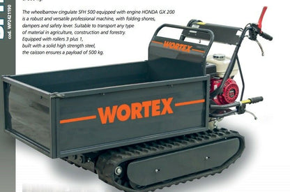 MOTOCARRIOLA CINGOLATA WORTEX SFH 500 MOTORE HONDA GX200 BENZINA cariola