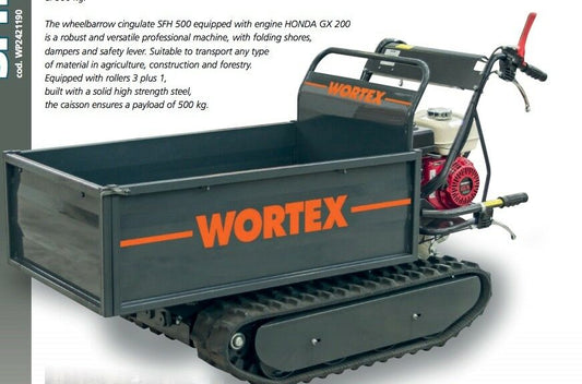 MOTOCARRIOLA CINGOLATA WORTEX SFH 500 MOTORE HONDA GX200 BENZINA cariola