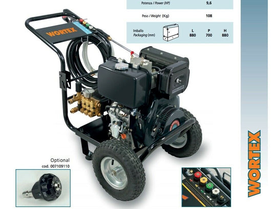 IDROPULITRICE DIESEL WORTEX HW 18/250E MOTORE HAILIN 9,6 HP 248bar 108kg