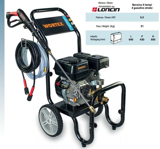 IDROPULITRICE BENZINA WORTEX LW 9/150 MOTORE LONCIN 4T 6,5 HP 150bar acqua fredd