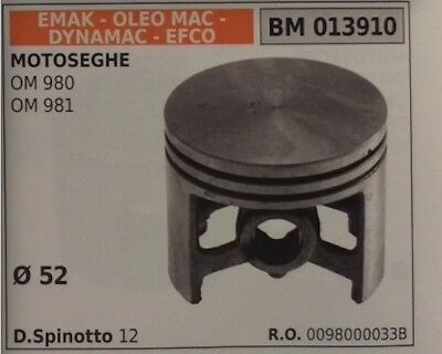 0098000033B PISTONE COMPLETO MOTOSEGA EMAK DYNAMAC EFCO OLEOMAC OM 980 981 Ø 52