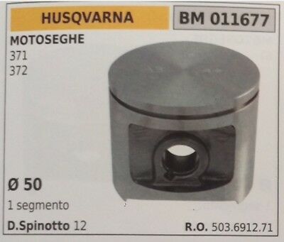 503691271 PISTONE COMPLETO DI SEGMENTO E SPIN MOTOSEGA HUSQVARNA 371 372 Ø50