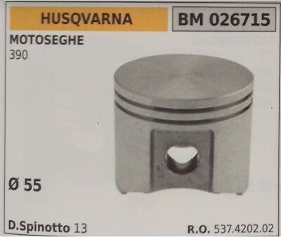 537420202 PISTONE COMPLETO DI SEGMENTI E SPIN MOTOSEGA HUSQVARNA 390 Ø55