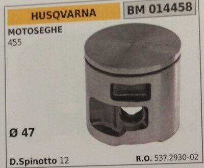 537293002 PISTONE COMPLETO DI SEGMENTI E SPIN MOTOSEGA HUSQVARNA 455 Ø47