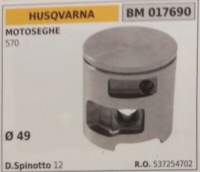 537254702 PISTONE COMPLETO DI SEGMENTI E SPIN MOTOSEGA HUSQVARNA 570 Ø 49