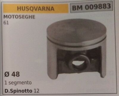PISTONE COMPLETO DI SEGMENTI E SPIN MOTOSEGA HUSQVARNA 61 Ø 48 monofascia