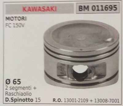 130012109 + 130087001 PISTONE COMPLETO DI SEGMENTI MOTORE KAWASAKI FC 150V Ø 65