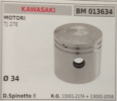130012174 PISTONE COMPLETO DI SEGMENTI E SPIN PER MOTORE KAWASAKI TJ 27E Ø 34