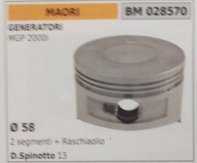 PISTONE COMPLETO MOTOGENERATORE GRUPPO ELETTROGENO MOTORE MAORI MGP 2000 Ø 58