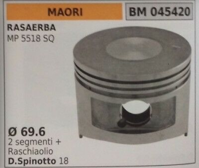 PISTONE COMPLETO DI SEGMENTI RASAERBA TOSAERBA MOTORE MAORI MP 5518 SQ Ø 69.6