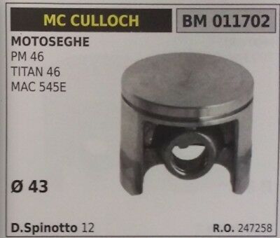 247258 PISTONE COMPLETO SEGMENTI MOTOSEGA McCULLOCH PM 46 TITAN 46 MAC 545E Ø43