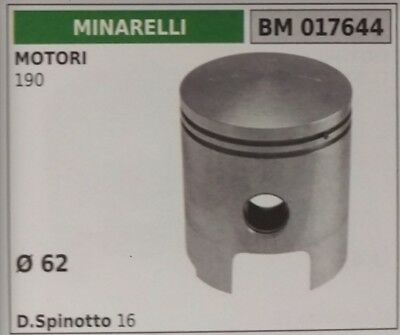 PISTONE COMPLETO SEGMENTI E SPIN PER MOTORE MINARELLI 190 Ø 62