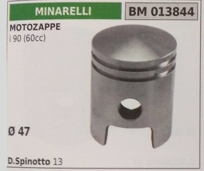 PISTONE COMPLETO SEGMENTI E SPIN PER MOTOZAPPA MOTORE MINARELLI I 90 60cc Ø 47