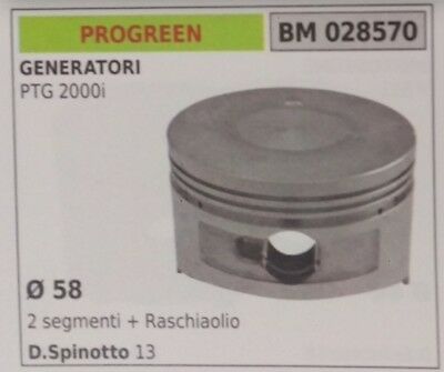 PISTONE COMPLETO MOTOGENERATORE GRUPPO ELETTROGENO PROGREEN PTG 2000I Ø58