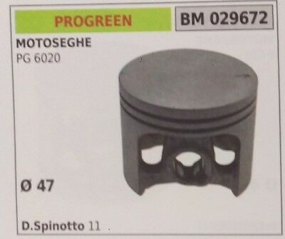 PISTONE COMPLETO SEGMENTI E SPIN MOTOSEGA PROGREEN GREENCUT PG 6020 Ø47
