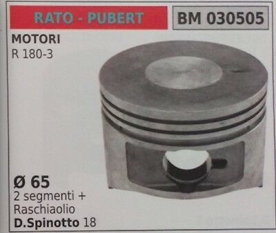 PISTONE COMPLETO SEGMENTI RASCHIAOLIO MOTORE PUBERT RATO 4T R 180-3 Ø65