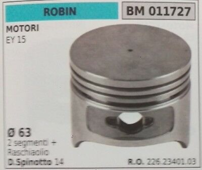 22623400103 PISTONE COMPLETO SEGMENTI E SPIN MOTORE ROBIN 4T EY15 Ø63