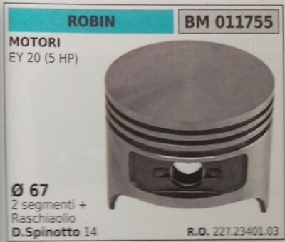 2272340103 PISTONE COMPLETO SEGMENTI E SPIN MOTORE ROBIN 4T EY20 5HP Ø67