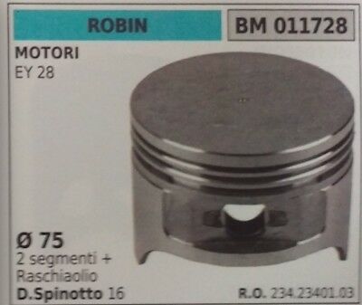 2342340103 PISTONE COMPLETO SEGMENTI E SPIN MOTORE ROBIN 4T EY28 Ø75