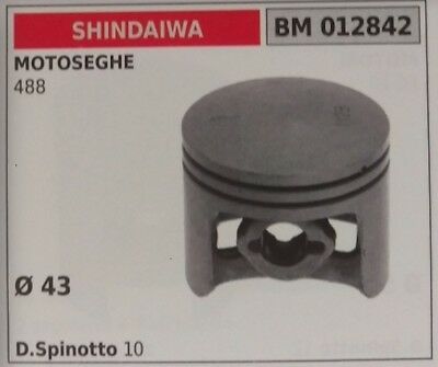 PISTONE COMPLETO SEGMENTI E SPIN MOTOSEGA SHINDAIWA 488 Ø43