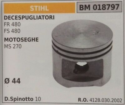 41280302002 PISTONE COMPLETO SEGMENTI E SPIN DECESPUGLIATORE STIHL FR FS 480 Ø44