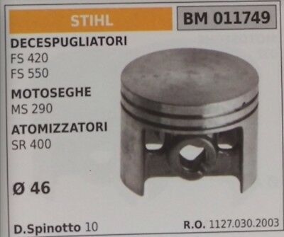 11270302003 PISTONE COMPLETO DI SEGMENTI E SPIN PER MOTOSEGA STIHL MS 290 Ø46