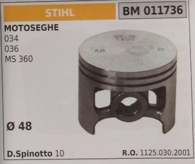 11250302001 PISTONE COMPLETO DI SEGMENTI MOTOSEGA STIHL 034 036 MS360 Ø48
