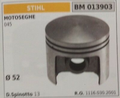 11160302001 PISTONE COMPLETO DI SEGMENTI E SPIN MOTOSEGA STIHL 045 Ø52