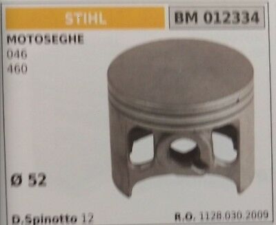 11280302009 PISTONE COMPLETO DI SEGMENTI E SPIN MOTOSEGA STIHL 046 MS460 Ø52