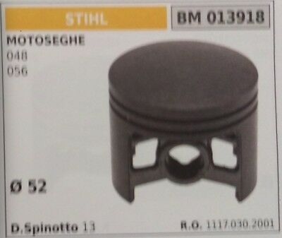11170302001 PISTONE COMPLETO DI SEGMENTI E SPIN MOTOSEGA STIHL 048 056 Ø52