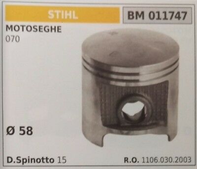 11060302003 PISTONE COMPLETO DI SEGMENTI E SPIN MOTOSEGA STIHL 070 Ø58