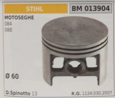 11240302007 PISTONE COMPLETO DI SEGMENTI E SPIN MOTOSEGA STIHL 084 088 Ø60