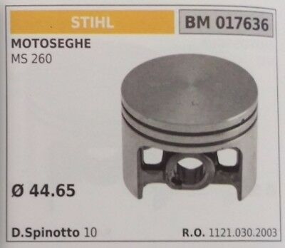 11210302003 PISTONE COMPLETO DI SEGMENTI E SPIN MOTOSEGA STIHL MS 260 Ø44.65