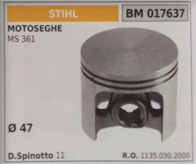 11350302000 PISTONE COMPLETO DI SEGMENTI E SPIN MOTOSEGA STIHL MS 361 Ø47
