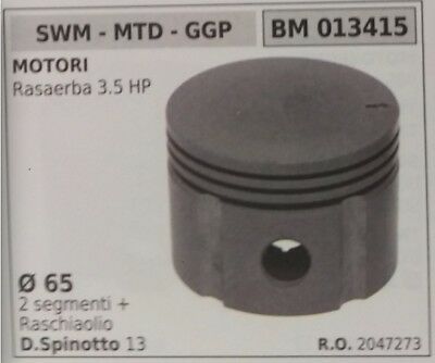 PISTONE COMPLETO SI SEGMENTI E SPIN TOSAERBA rasaerba SWM MTD GGP 3,5 HP Ø65