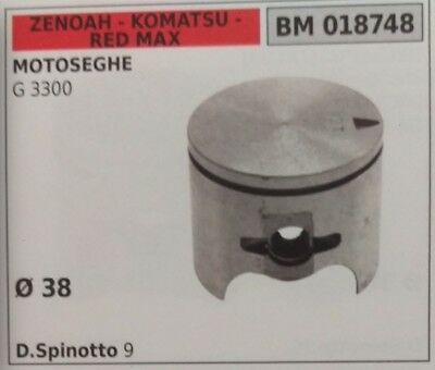 PISTONE COMPLETO DI SEGMENTI E SPIN MOTOSEGA ZENOAH KOMATSU RED MAX G 3300 Ø38