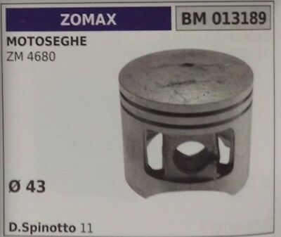 PISTONE COMPLETO DI SEGMENTI E SPIN MOTOSEGA ZOMAX ZM 4680 Ø43