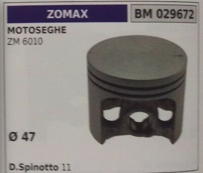 PISTONE COMPLETO DI SEGMENTI E SPIN MOTOSEGA ZOMAX ZM 6010 Ø47