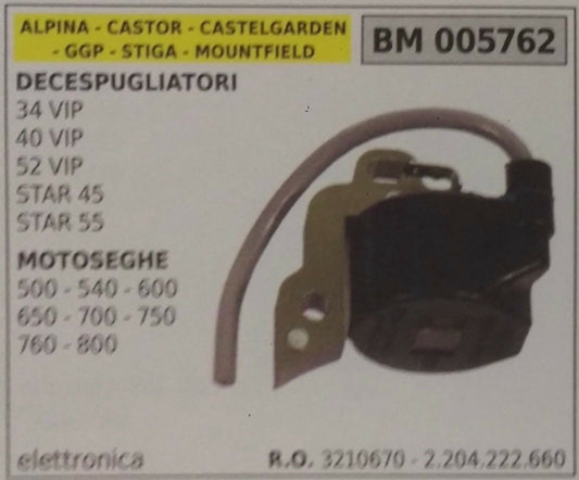 3210670 BOBINA ELETTRONICA MOTOSEGA ALPINA CASTOR CASTELGARDEN STIGA 500 540 600