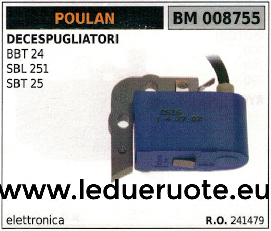 241479 BOBINA ELETTRONICA centralina DECESPUGLIATORE POULAN BBT24 SBL251 SBT25
