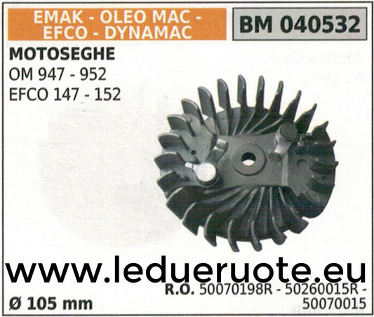 50070198R 50070015 VOLANO MAGNETICO magnete ventol MOTOSEGA OLEOMAC 947 952 Ø105