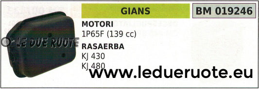 SILENZIATORE SCARICO MARMITTA RASAERBA GIANS KJ 430 480 MOTORE 1P65F 139cc