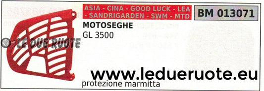 PROTEZIONE MARMITTA SCARICO MOTOSEGA CINESE SANDRIGARDEN CINA ASIA SWM GL 3500