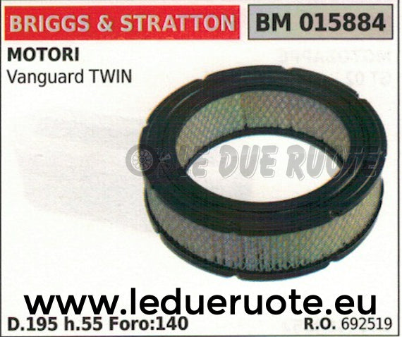 692519 FILTRO ARIA MOTORE BRIGGS & STRATTON VANGUARD TWIN 195x55x140