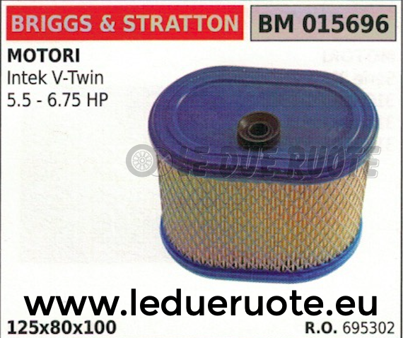 695302 FILTRO ARIA MOTORE BRIGGS & STRATTON INTEK V-TWIN 5.5 6.75 HP 125x80x100